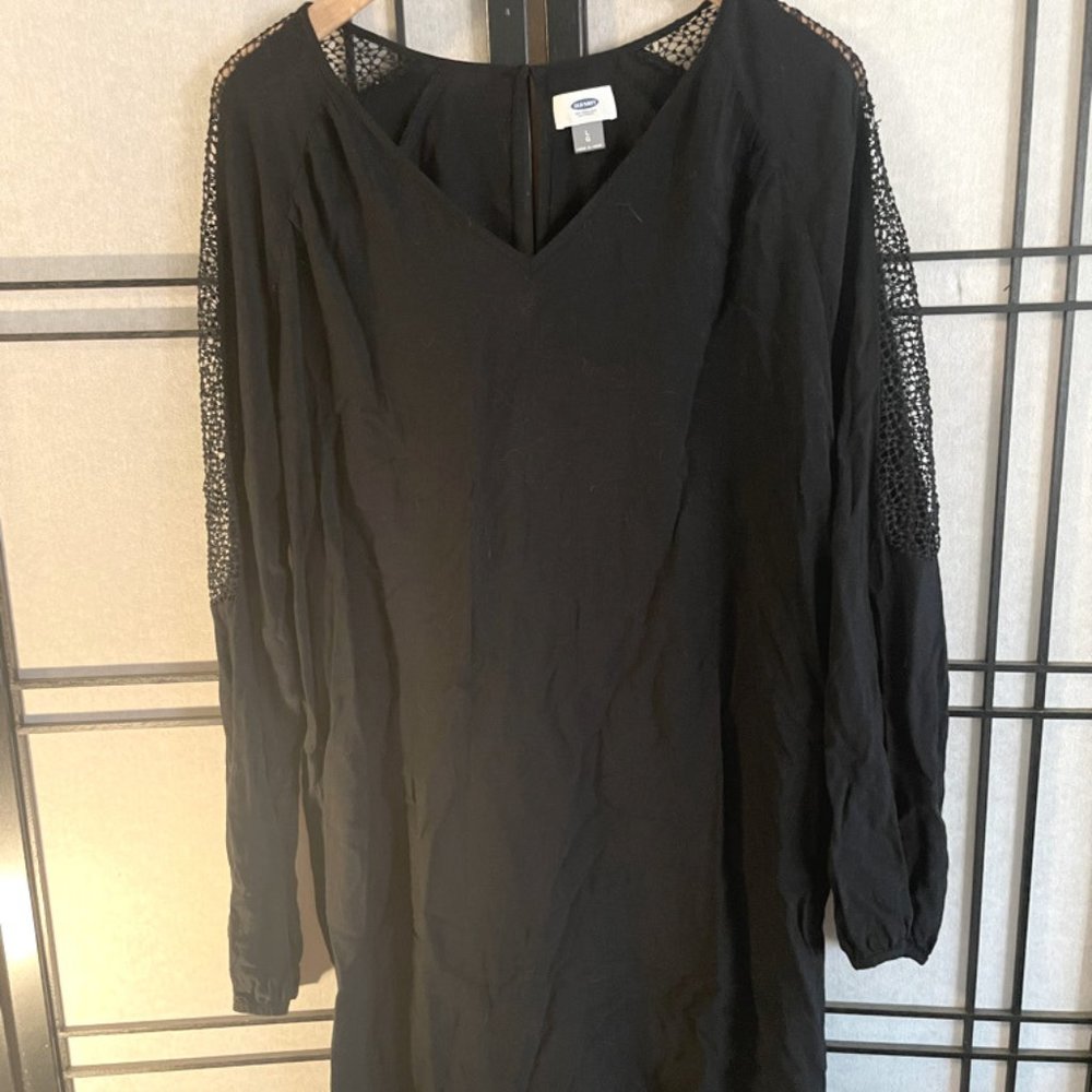 Little Black Dress, Lace shift, deep v-neck, lace sleeves